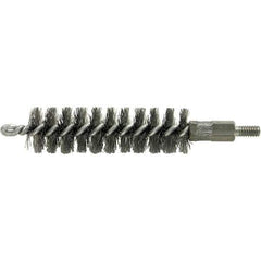 Brush Research Mfg. - 19/32" Diam Helical Stainless Steel Tube Brush - Single Spiral, 0.004" Filament Diam, 2" Brush Length, 2-9/16" OAL, 0.14" Diam Galvanized Steel Shank - Exact Tool & Supply