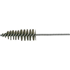 Brush Research Mfg. - 1-11/16" Diam Helical Steel Tube Brush - Single Spiral, 0.012" Filament Diam, 5" Brush Length, 10-1/2" OAL, 0.292" Diam Galvanized Steel Shank - Exact Tool & Supply