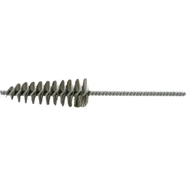 Brush Research Mfg. - 1-5/8" Diam Helical Stainless Steel Tube Brush - Single Spiral, 0.006" Filament Diam, 4-1/2" Brush Length, 10" OAL, 0.292" Diam Galvanized Steel Shank - Exact Tool & Supply