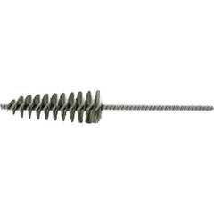 Brush Research Mfg. - 1-5/8" Diam Helical Stainless Steel Tube Brush - Single Spiral, 0.006" Filament Diam, 4-1/2" Brush Length, 10" OAL, 0.292" Diam Galvanized Steel Shank - Exact Tool & Supply