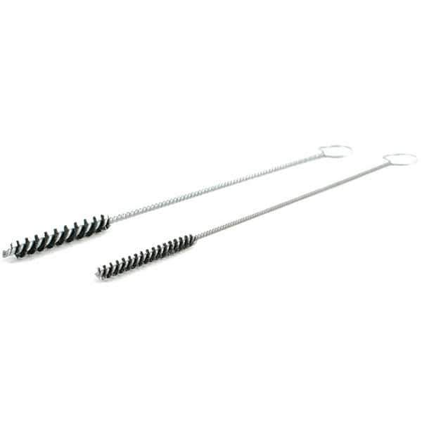 Brush Research Mfg. - 5/16" Diam Helical Nylon Tube Brush - Single Spiral, 0.008" Filament Diam, 2" Brush Length, 10" OAL, Galvanized Steel Shank - Exact Tool & Supply