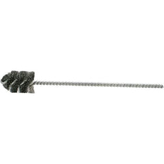 Brush Research Mfg. - 1-3/4" Diam Helical Steel Tube Brush - Single Spiral, 0.005" Filament Diam, 3" Brush Length, 8-1/2" OAL, 0.245" Diam Galvanized Steel Shank - Exact Tool & Supply