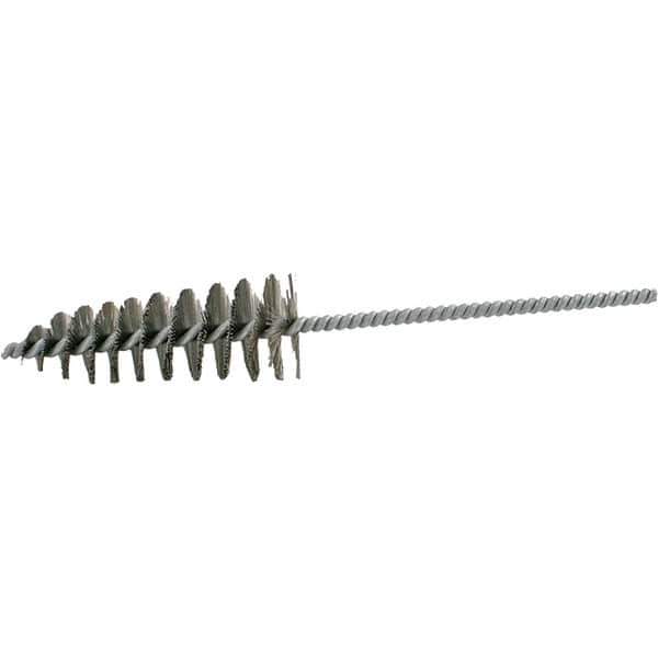 Brush Research Mfg. - 1-3/4" Diam Helical Steel Tube Brush - Single Spiral, 0.012" Filament Diam, 4-1/4" Brush Length, 10" OAL, 0.292" Diam Galvanized Steel Shank - Exact Tool & Supply