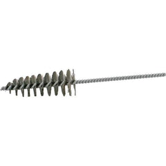 Brush Research Mfg. - 1-3/4" Diam Helical Steel Tube Brush - Single Spiral, 0.012" Filament Diam, 4-1/4" Brush Length, 10" OAL, 0.292" Diam Galvanized Steel Shank - Exact Tool & Supply