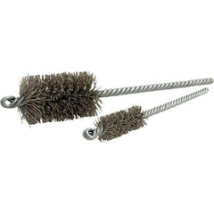 Brush Research Mfg. - 1-1/2" Diam Helical Nylon Tube Brush - Double Spiral, 0.04" Filament Diam, 2" Brush Length, 8" OAL, 0.22" Diam Galvanized Steel Shank - Exact Tool & Supply