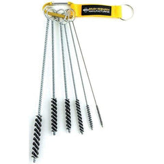 Brush Research Mfg. - 7/16" Diam Helical Stainless Steel Tube Brush - Single Spiral, 0.004" Filament Diam, 3" Brush Length, 10" OAL, 0.168" Diam Galvanized Steel Shank - Exact Tool & Supply