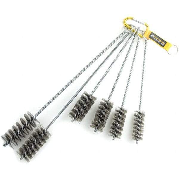 Brush Research Mfg. - 1-3/4" Diam Helical Stainless Steel Tube Brush - Single Spiral, 0.012" Filament Diam, 0.012" Brush Length, 18" OAL, 0.292" Diam Galvanized Steel Shank - Exact Tool & Supply