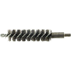 Brush Research Mfg. - 3/8" Diam Helical Steel Tube Brush - Single Spiral, 0.006" Filament Diam, 2" Brush Length, 2-9/16" OAL, 0.14" Diam Galvanized Steel Shank - Exact Tool & Supply