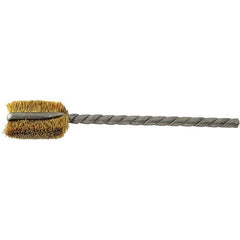 Brush Research Mfg. - 1/4" Diam Flat Brass Tube Brush - 0.003" Filament Diam, 9/16" Brush Length, 2-1/4" OAL, Steel Shank - Exact Tool & Supply