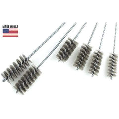 Brush Research Mfg. - 3" Diam Helical Stainless Steel Tube Brush - Single Spiral, 0.012" Filament Diam, 0.012" Brush Length, 18" OAL, 0.292" Diam Galvanized Steel Shank - Exact Tool & Supply
