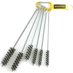 Brush Research Mfg. - 1" Diam Helical Stainless Steel Tube Brush - Single Spiral, 0.01" Filament Diam, 0.01" Brush Length, 12" OAL, 0.245" Diam Galvanized Steel Shank - Exact Tool & Supply