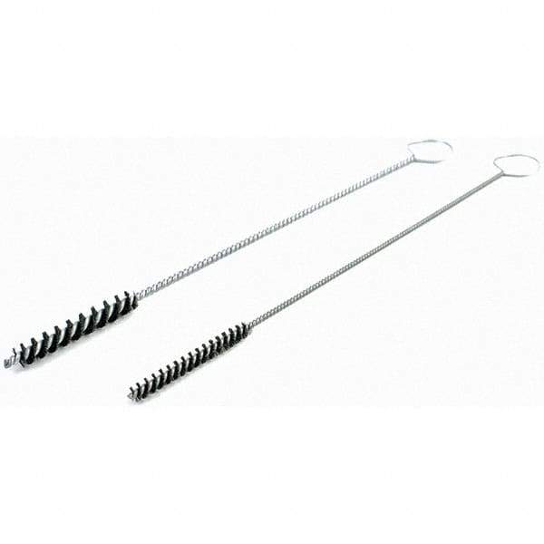 Brush Research Mfg. - 5/16" Diam Helical Nylon Tube Brush - Single Spiral, 0.005" Filament Diam, 2" Brush Length, 10" OAL, 0.14" Diam Galvanized Steel Shank - Exact Tool & Supply