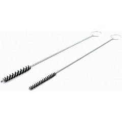 Brush Research Mfg. - 5/16" Diam Helical Nylon Tube Brush - Single Spiral, 0.005" Filament Diam, 2" Brush Length, 10" OAL, 0.14" Diam Galvanized Steel Shank - Exact Tool & Supply