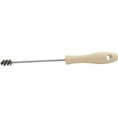 Brush Research Mfg. - 5/8" Diam Helical Stainless Steel Tube Brush - Single Spiral, 0.005" Filament Diam, 5/8" Brush Length, 10-1/2" OAL, 0.19" Diam Plastic Handle Shank - Exact Tool & Supply