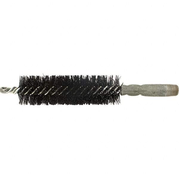 Brush Research Mfg. - 5/16" Diam Helical Nylon Tube Brush - Single Spiral, 0.01" Filament Diam, 2" Brush Length, 2.9" OAL, 0.14" Diam Galvanized Steel Shank - Exact Tool & Supply