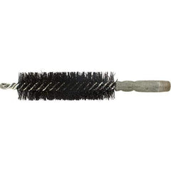 Brush Research Mfg. - 7/16" Diam Helical Nylon Tube Brush - Single Spiral, 0.01" Filament Diam, 2" Brush Length, 2-9/16" OAL, 0.14" Diam Galvanized Steel Shank - Exact Tool & Supply