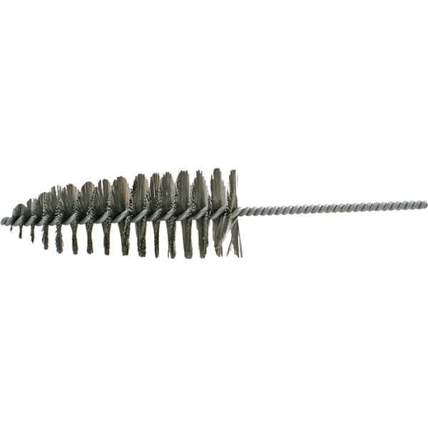 Brush Research Mfg. - 2-1/2" Diam Helical Steel Tube Brush - Single Spiral, 0.012" Filament Diam, 6-1/2" Brush Length, 12" OAL, 0.292" Diam Galvanized Steel Shank - Exact Tool & Supply