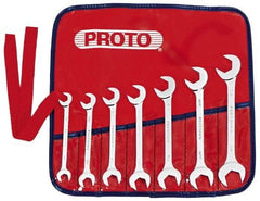 Proto - 7 Piece, 3/8" to 7/8", Open End Wrench Set - Inch Measurement Standard, Full Polish Finish, Comes in Nylon Roll - Exact Tool & Supply
