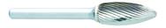 SH-6 -- 5/8 x 1-7/16 LOC x 1/4 Shank x 2 OAL Flame Shape Carbide Medium Right Hand Spiral Burr - Exact Tool & Supply