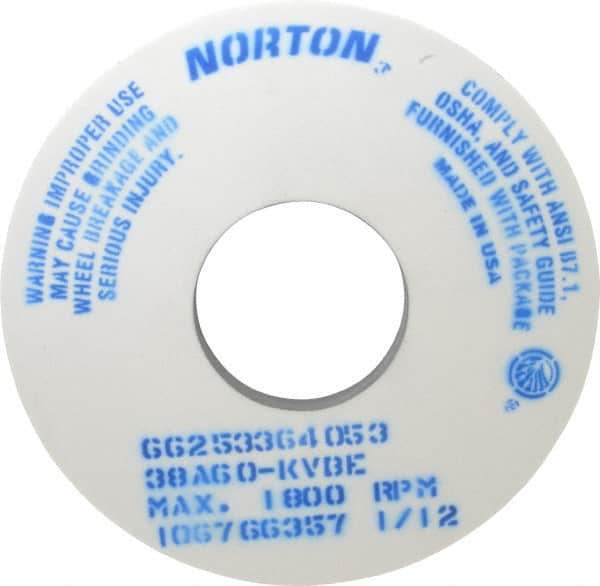Norton - 14" Diam x 5" Hole x 1" Thick, K Hardness, 60 Grit Surface Grinding Wheel - Aluminum Oxide, Type 1, Medium Grade, 1,800 Max RPM, Vitrified Bond, No Recess - Exact Tool & Supply