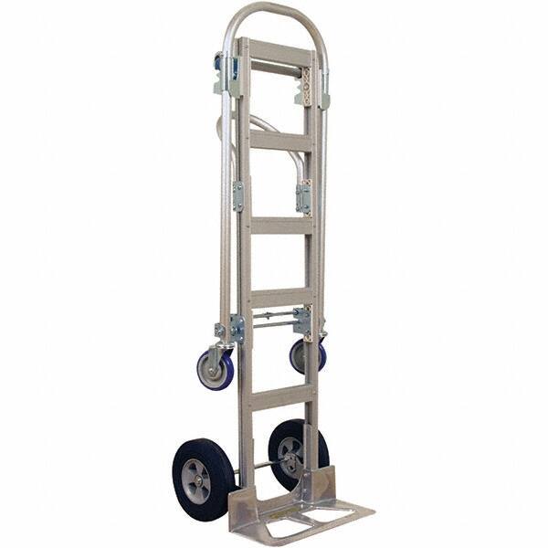 Wesco Industrial Products - 1,000 Lb Capacity 61-1/2" OAH Hand Truck - 18 x 7-1/2" Base Plate, Continuous Handle, Aluminum, Solid Rubber Wheels - Exact Tool & Supply