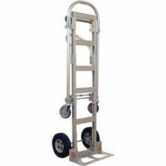 Wesco Industrial Products - 1,000 Lb Capacity 61-1/2" OAH Hand Truck - 18 x 7-1/2" Base Plate, Continuous Handle, Aluminum, Solid Rubber Wheels - Exact Tool & Supply
