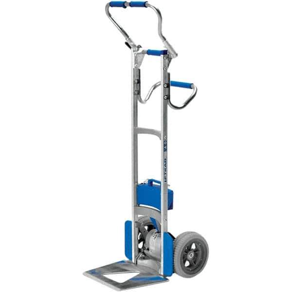 Wesco Industrial Products - 240 Lb Capacity 61" OAH Stair Climbing Battery Powered Appliance Truck - Fold Away Handle, Aluminum, Flat-Free Microcellular Foam Wheels - Exact Tool & Supply
