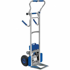 Wesco Industrial Products - 300 Lb Capacity 53-1/2" OAH Stair Climbing Battery Powered Hand Truck - Continuous Handle, Aluminum, Pneumatic Wheels - Exact Tool & Supply