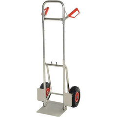 Vestil - 250 Lb Capacity 33" OAH Hand Truck - Dual Grip Handle, Aluminum, Urethane Wheels - Exact Tool & Supply