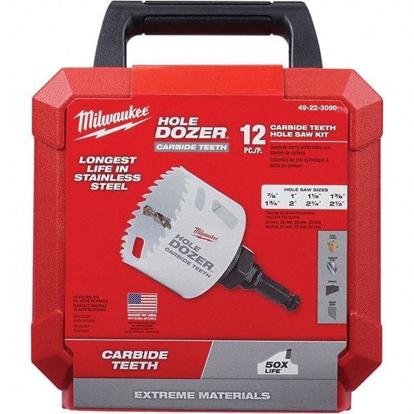 Milwaukee Tool - Hole Saw Kits Minimum Saw Diameter (Inch): 7/8 Maximum Saw Diameter (Inch): 2-1/2 - Exact Tool & Supply