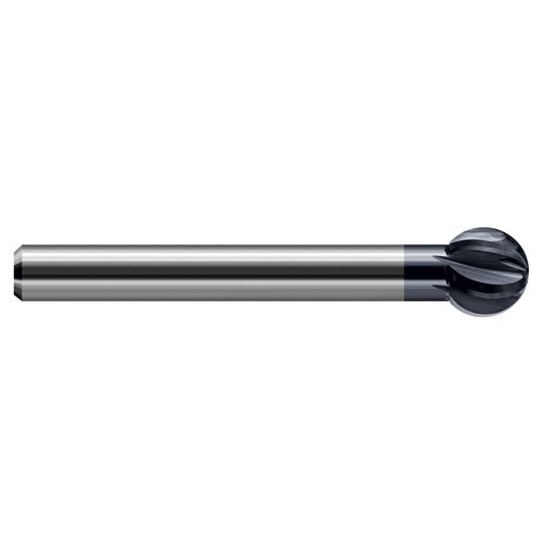 5/8″ Dia. × 3/8″ Shank × 0.546″ DOC × 4″ OAL, Carbide AlTiN, 6 Flute, Ballnose End Mill - Exact Tool & Supply