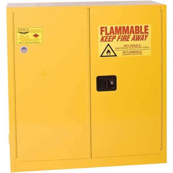 Eagle - Safety Cabinets Hazardous Chemical Type: Flammable and Combustible Liquids Color: Yellow - Exact Tool & Supply