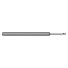 Variable Helix End Mills for Aluminum Alloys - 0.0150″ (1/64″) Cutter Diameter × 0.0020″ Radius × 0.0230″ Length of Cut × 0.0780″ (5/64″) Reach Carbide Corner Radius End Mill for Aluminum Alloys, 3 Flutes - Exact Tool & Supply