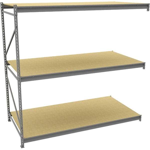 Tennsco - 3 Shelf Add-On Particle Board Open Steel Shelving - 48" Wide x 96" High x 36" Deep, Medium Gray - Exact Tool & Supply