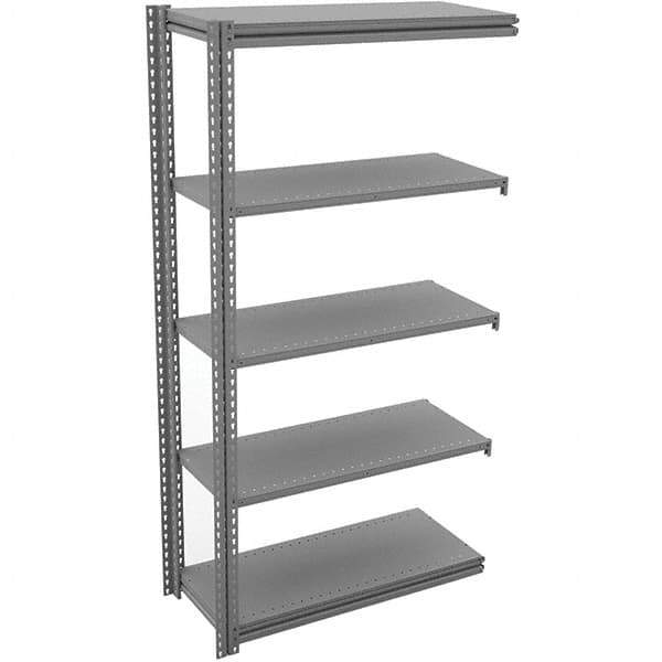 Tennsco - 5 Shelf Add-On Open Steel Shelving - 36" Wide x 84" High x 24" Deep, Medium Gray - Exact Tool & Supply