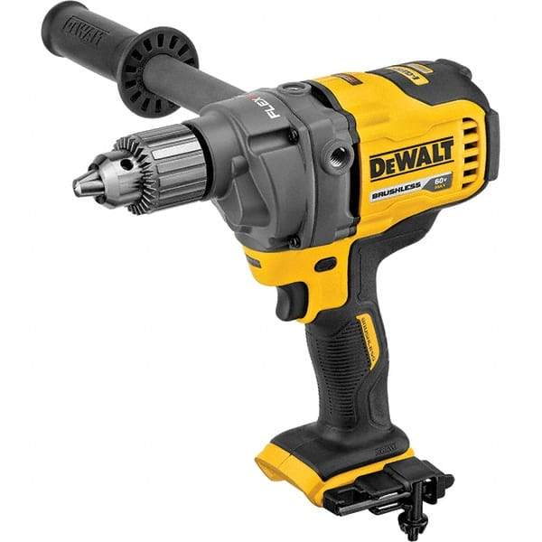 DeWALT - 60 Volt 1/2" Chuck Mid-Handle Cordless Drill - 600 RPM, Keyed Chuck, Reversible, Lithium-Ion Batteries Not Included - Exact Tool & Supply