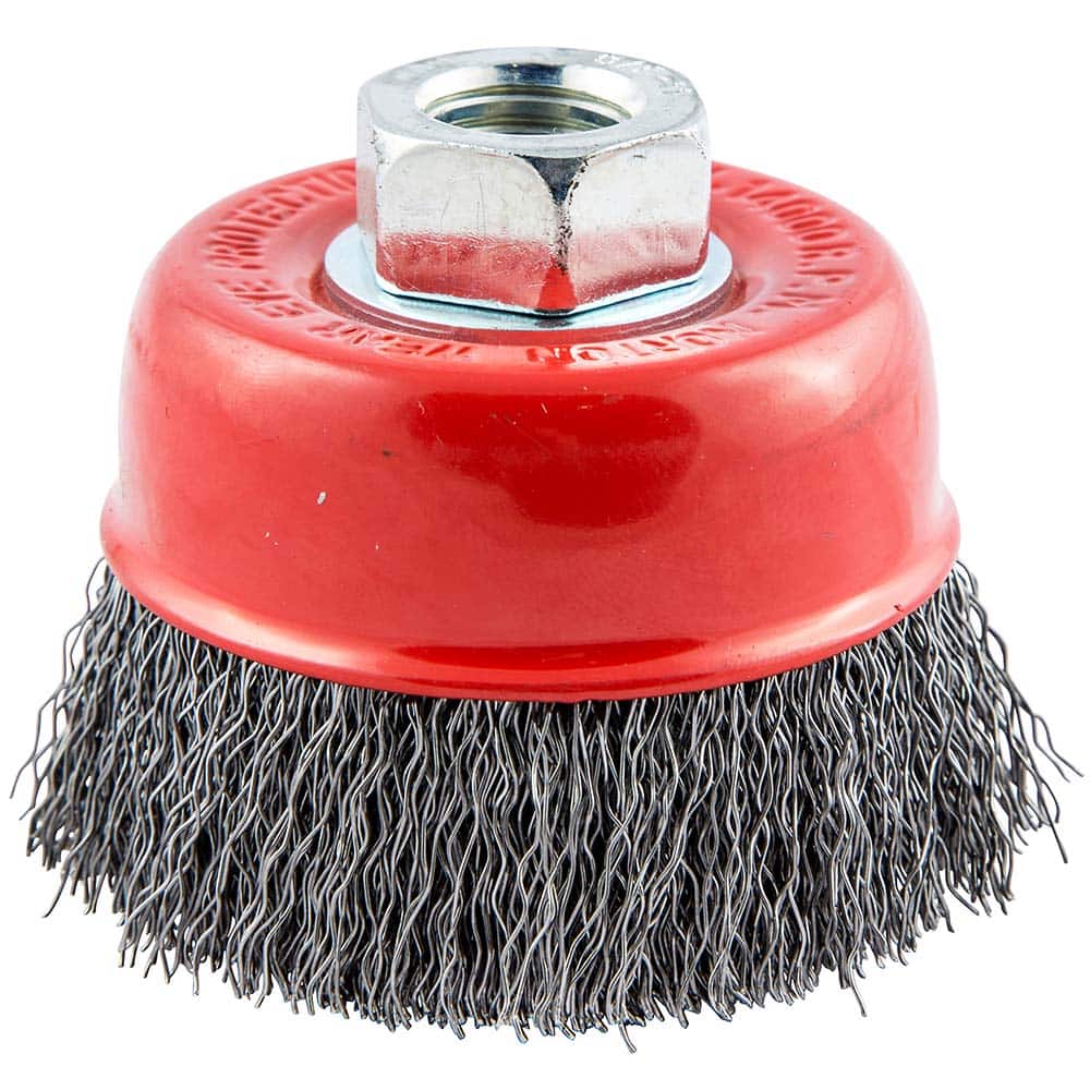 Norton - 2-3/4" Diam 5/8-11 Threaded Arbor Carbon Steel Fill Cup Brush - Exact Tool & Supply