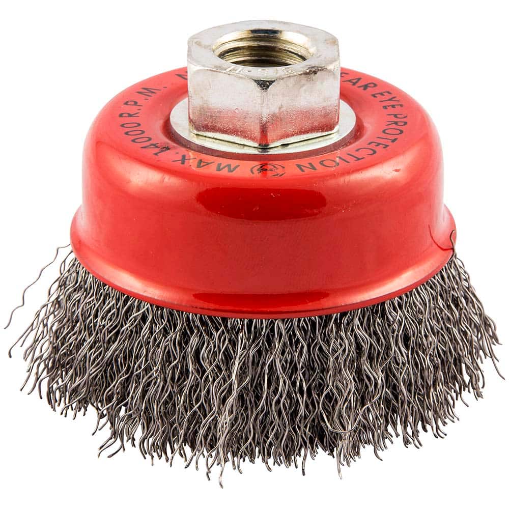 Norton - 3" Diam 5/8-11 Threaded Arbor Carbon Steel Fill Cup Brush - Exact Tool & Supply