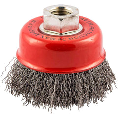 Norton - 3" Diam 5/8-11 Threaded Arbor Carbon Steel Fill Cup Brush - Exact Tool & Supply