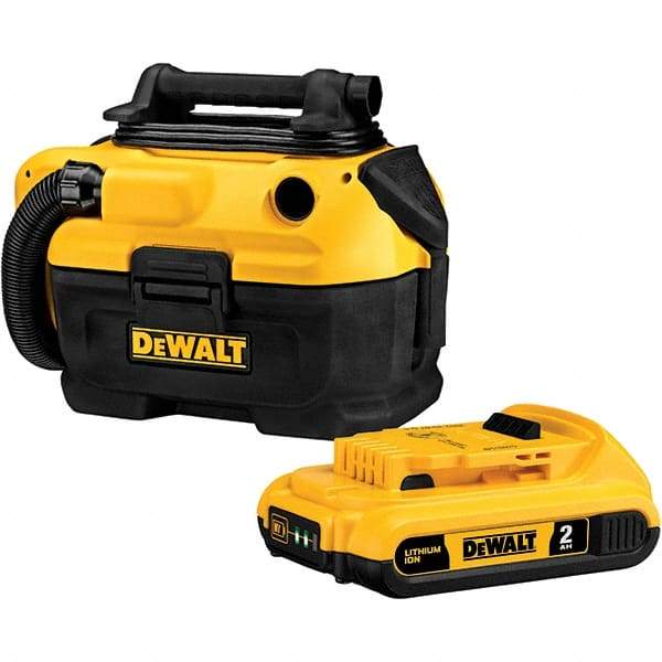 DeWALT - 2 Gal Plastic Tank, Electric & Battery Powered Wet/Dry Vacuum - 120 VAC & 18/20 Volt, 5' Hose Fitting, Cordless, HEPA Filter, Accessories Included - Exact Tool & Supply