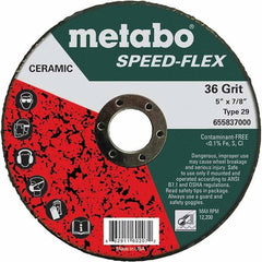 Metabo - 5" Diam, 7/8" Hole, 36 Grit Ceramic Alumina Fiber Disc - Exact Tool & Supply