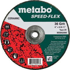 Metabo - 6" Diam, 5/8-11 Hole, 36 Grit Ceramic Alumina Fiber Disc - Exact Tool & Supply