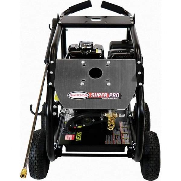 Simpson - Gas, 12 hp, 4,400 psi, 4 GPM, Cold Water Pressure Washer - AAA Triplex, 50' x 3/8" Hose - Exact Tool & Supply