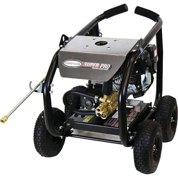 Simpson - Gas, 5.8 hp, 3,600 psi, 2.5 GPM, Cold Water Pressure Washer - AAA Triplex, 25' x 5/16" Hose - Exact Tool & Supply