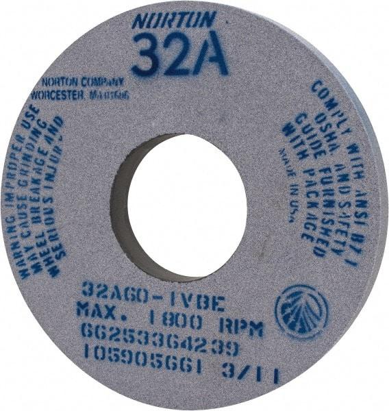 Norton - 14" Diam x 5" Hole x 1-1/2" Thick, I Hardness, 60 Grit Surface Grinding Wheel - Aluminum Oxide, Type 1, Medium Grade, 1,800 Max RPM, Vitrified Bond, No Recess - Exact Tool & Supply