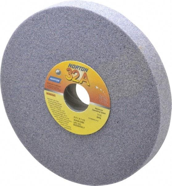 Norton - 8" Diam x 1-1/4" Hole x 1" Thick, I Hardness, 46 Grit Surface Grinding Wheel - Aluminum Oxide, Type 1, Coarse Grade, 3,105 Max RPM, Vitrified Bond, No Recess - Exact Tool & Supply