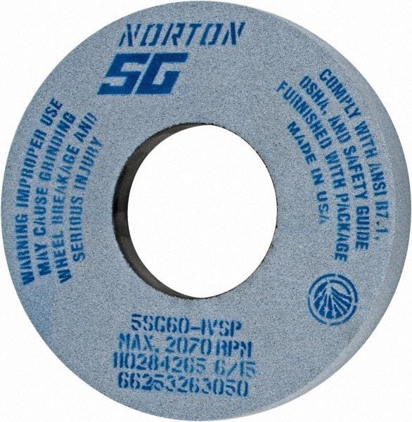 Norton - 12" Diam x 5" Hole x 1-1/2" Thick, I Hardness, 60 Grit Surface Grinding Wheel - Ceramic, Type 5, Medium Grade, 2,070 Max RPM, Vitrified Bond, One-Side Recess - Exact Tool & Supply