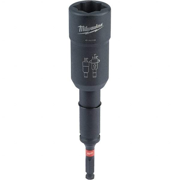 Milwaukee Tool - 1/2" Lineman's Utility Socket - 7/16" Drive, 10" OAL, 2.3" Socket Nose Diam - Exact Tool & Supply