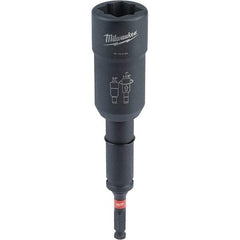 Milwaukee Tool - 1/2" Lineman's Utility Socket - 7/16" Drive, 10" OAL, 2.3" Socket Nose Diam - Exact Tool & Supply
