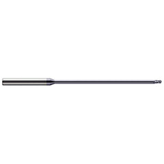 Ball End Mill: 0.062″ Dia, 0.093″ LOC, 3 Flute, Solid Carbide 3″ OAL, 1/8″ Shank Dia, 30 ° Helix, AlTiN Coated, Single End